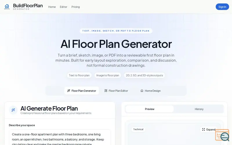 Screenshot of floor Plan ai