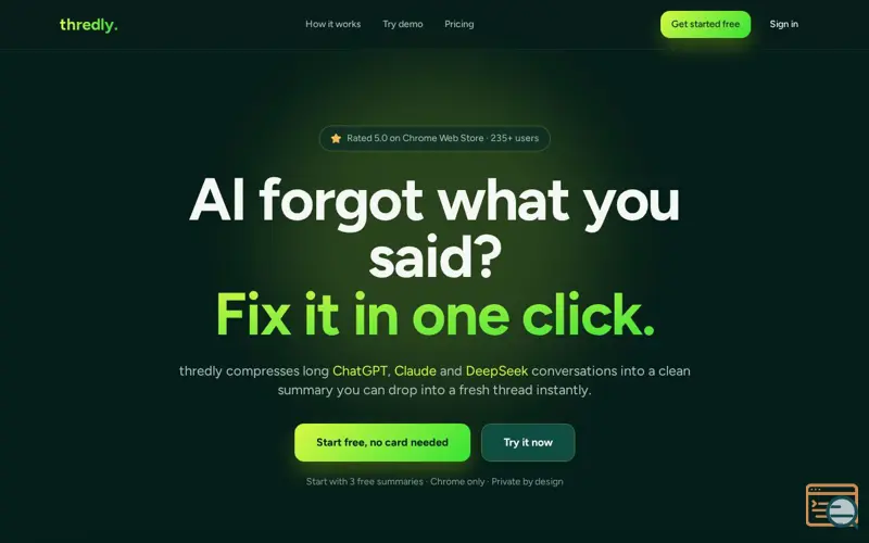 Screenshot of thredly, a launch using GoodMetrics