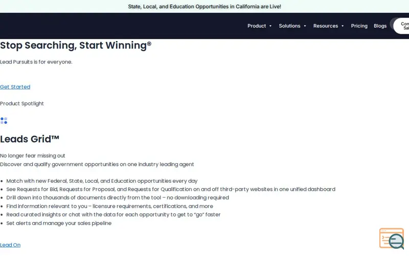 Screenshot of LeadPursuits
