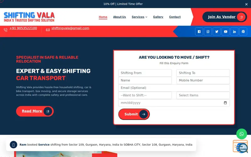 Screenshot of Shifting Vala, a launch using GSAP