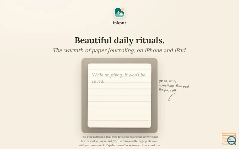 Screenshot of Inkput — Mindful Journaling for iPhone and iPad