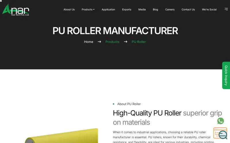 Screenshot of PU Roller Manufacturer
