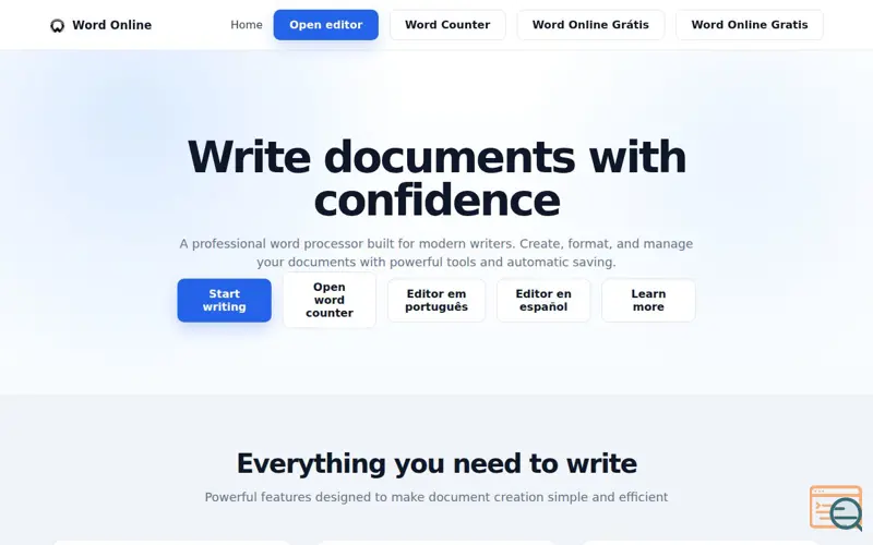 Screenshot of Free Online Word Editor