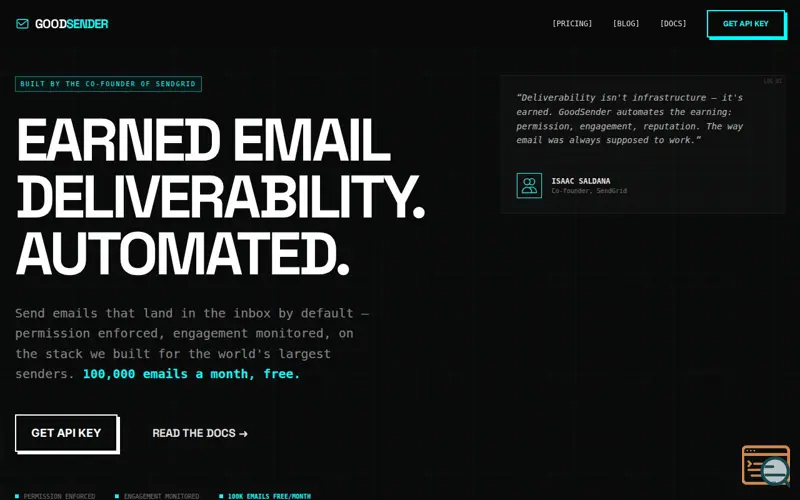 Screenshot of GoodSender