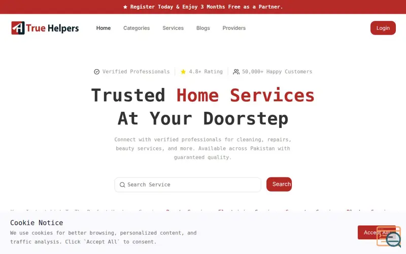 Screenshot of Truehelpers