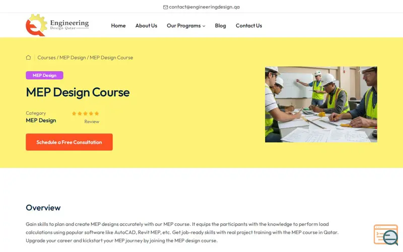 Screenshot of Mep course
