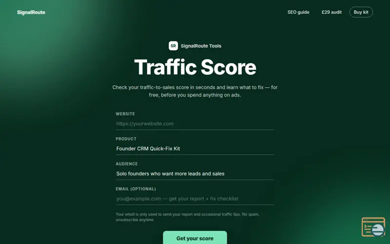 Screenshot of SignalRoute Traffic Score