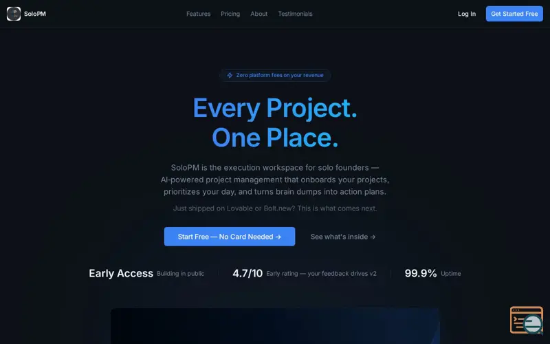 Screenshot of SoloPM