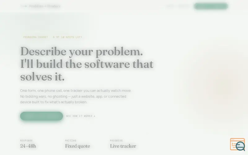Screenshot of Problem → Product