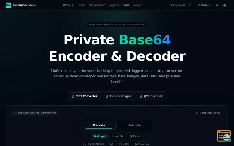 Screenshot of Private Base64 Decoder