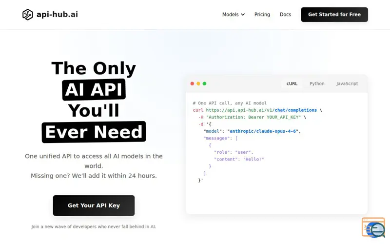 Screenshot of api-hub.ai