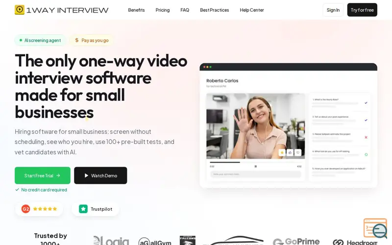 Screenshot of OneWayInterview
