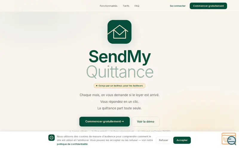 Screenshot of SendMyQuittance