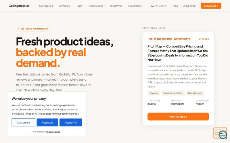 Screenshot of CodingIdeas.ai