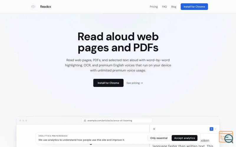 Screenshot of Readox