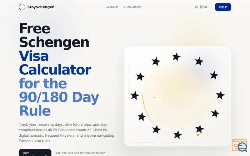 Screenshot of StaySchengen