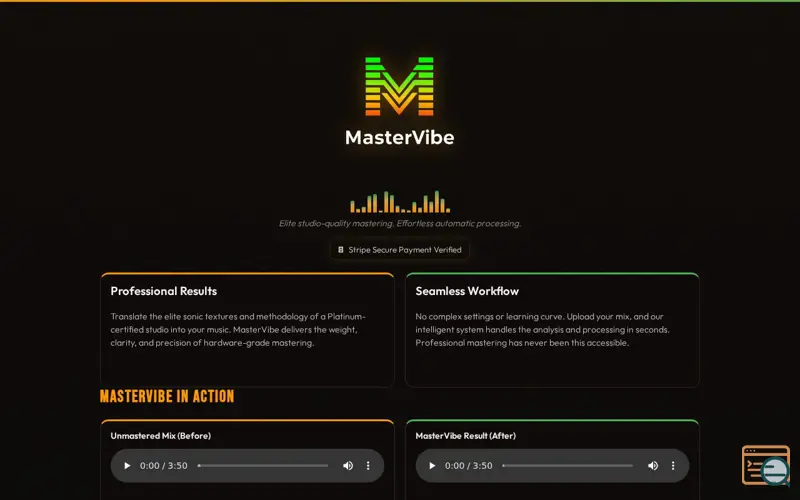 Screenshot of MasterVibe