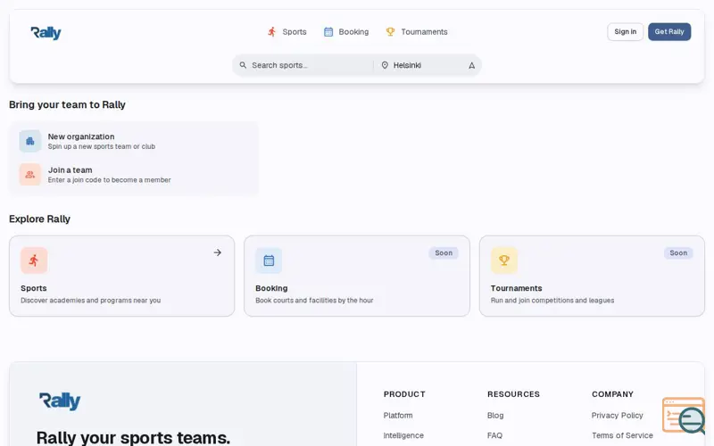 Screenshot of Rally, a launch using Google Fonts