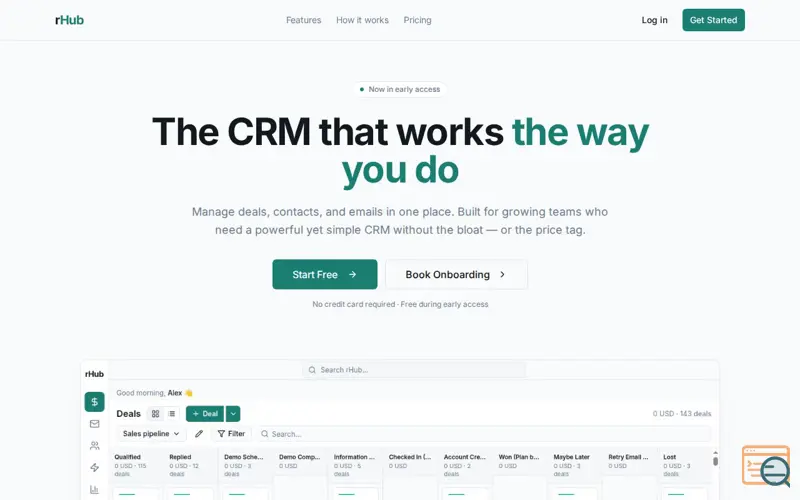 Screenshot of rHub CRM