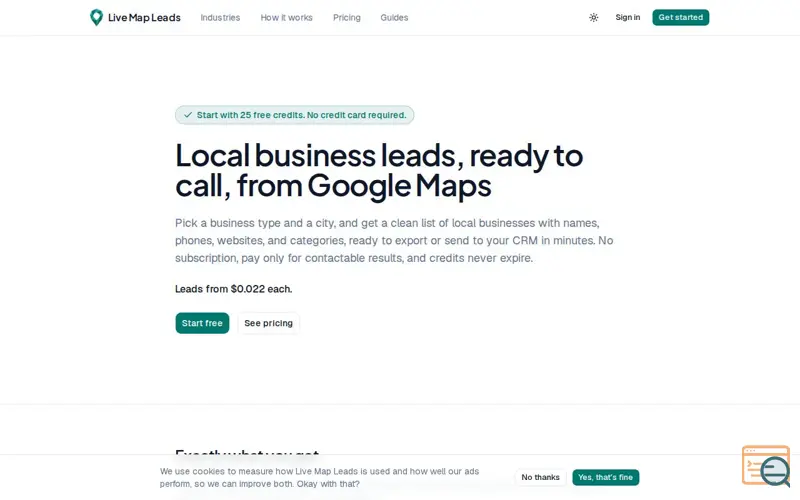 Screenshot of Live Map Leads