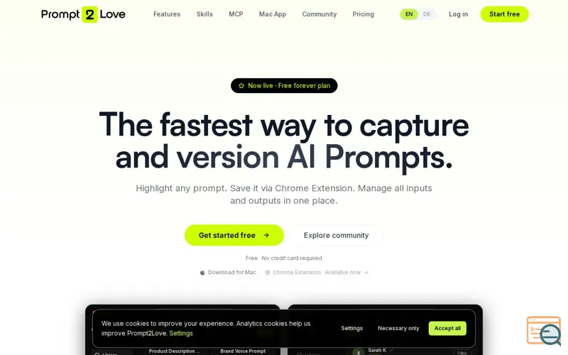 Screenshot of Prompt2Love