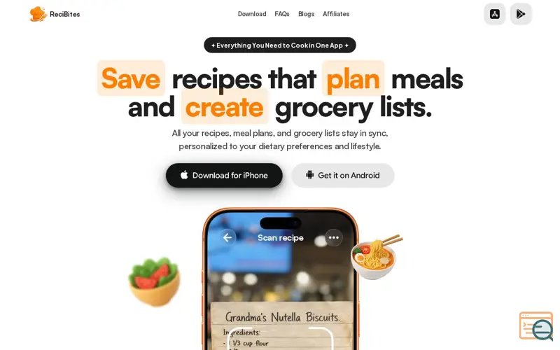 Screenshot of ReciBites: 