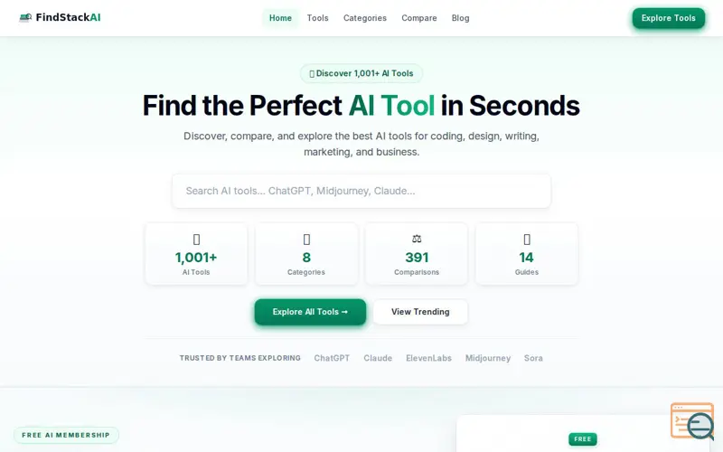 Screenshot of FindStackAI