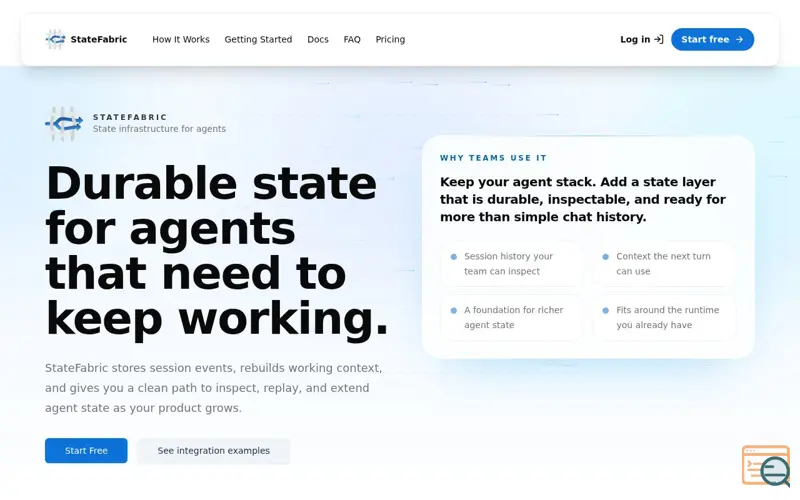 Screenshot of StateFabric.dev