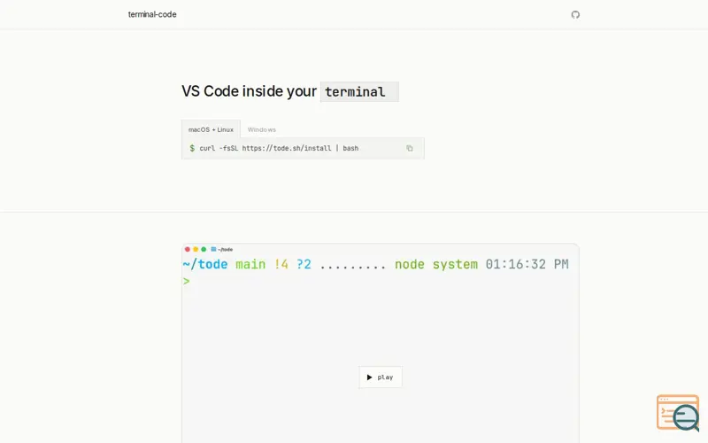 Screenshot of terminal-code