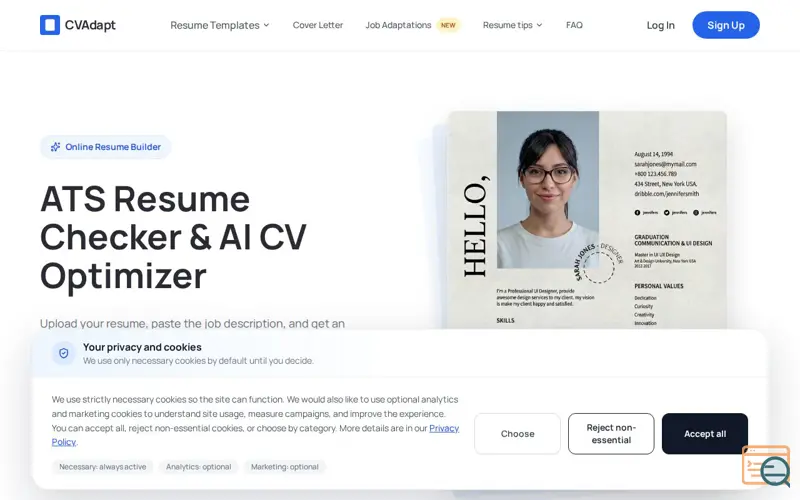 Screenshot of CVAdapt