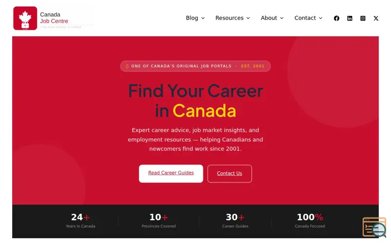 Screenshot of Canada Job Centre