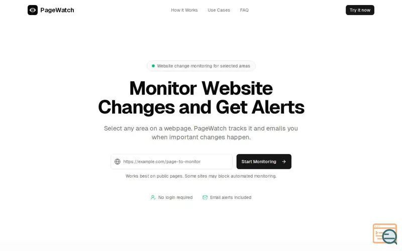 Screenshot of PageWatch