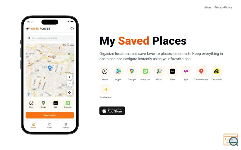 Screenshot of My Saved Places