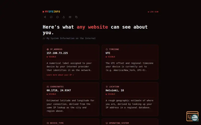 Screenshot of MySysInfo