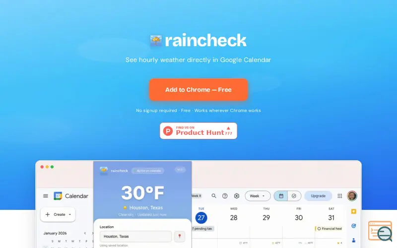 Screenshot of Raincheck