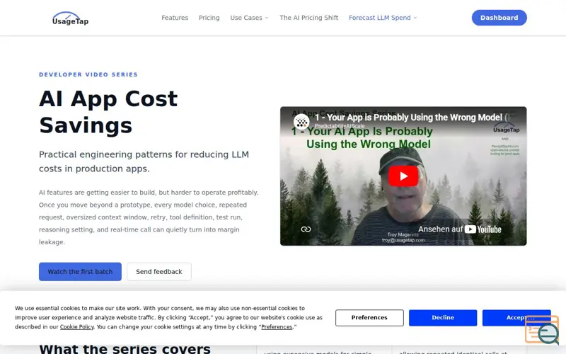 Screenshot of AI App Cost Savings Video Series