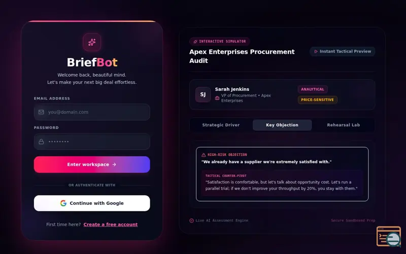 Screenshot of BriefBot