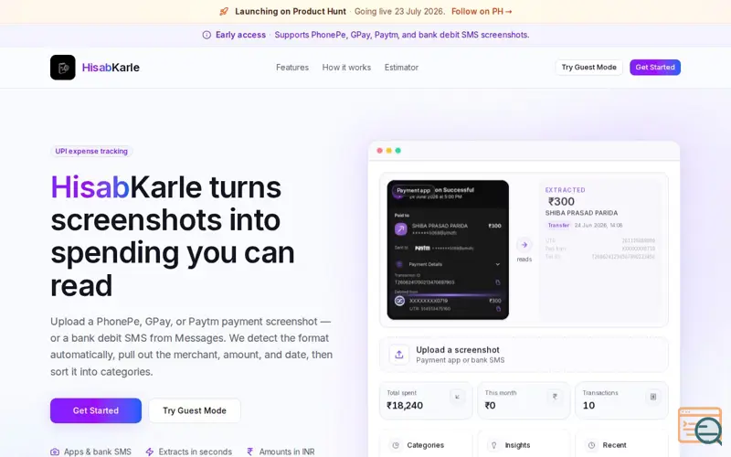Screenshot of HisabKarle
