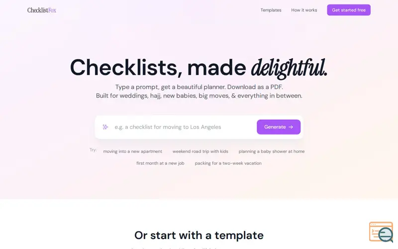 Screenshot of ChecklistFox
