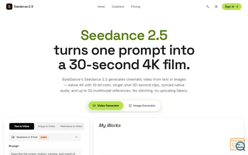 Screenshot of Seedance 2.5