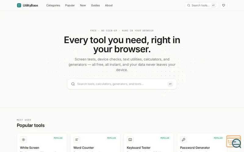 Screenshot of UtilityBase — Everyday browser tools