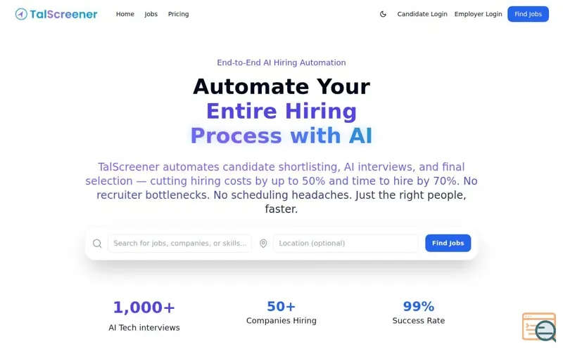 Screenshot of TalScreener