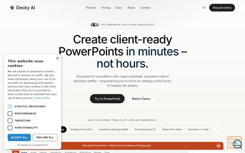 Screenshot of Decky AI for PowerPoint