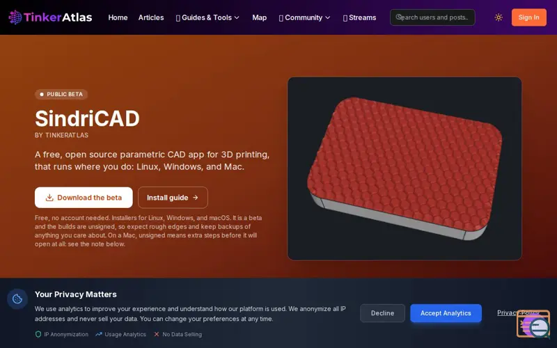 Screenshot of SindriCAD