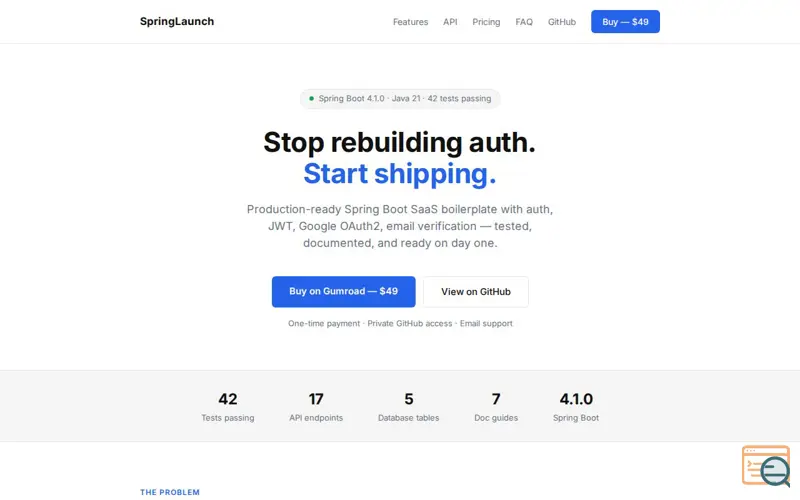 Screenshot of SpringLaunch API