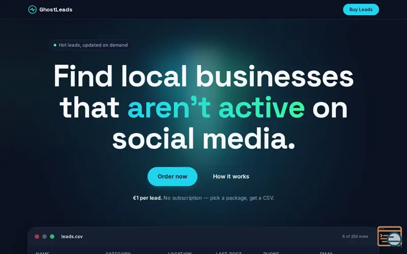 Screenshot of GhostLeads