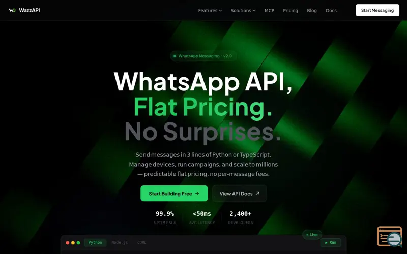 Screenshot of WazzAPI