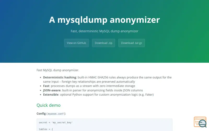 Screenshot of Myanon