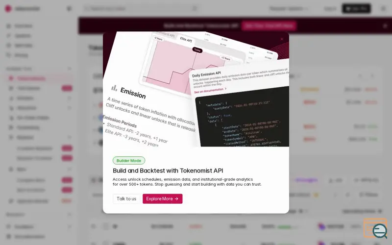 Screenshot of Tokenomist