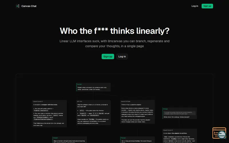 Screenshot of Llmcanvas